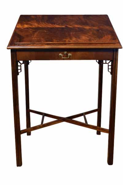 High end standing desk, or architects desk, built from mahogany.