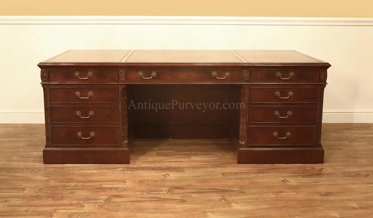 Leather top desk, high-end mahogany leather top executive desk, Large size.