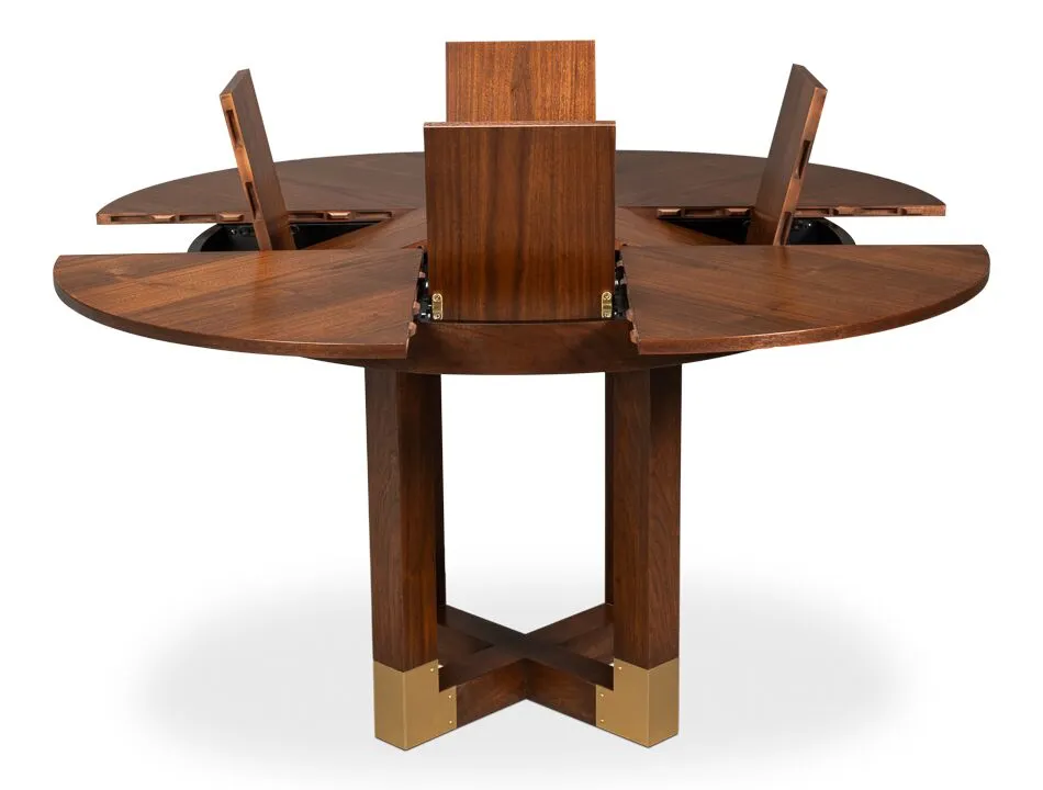 Small Brooklyn Jupe Table with Modern Block Feet in Black Walnut FInish