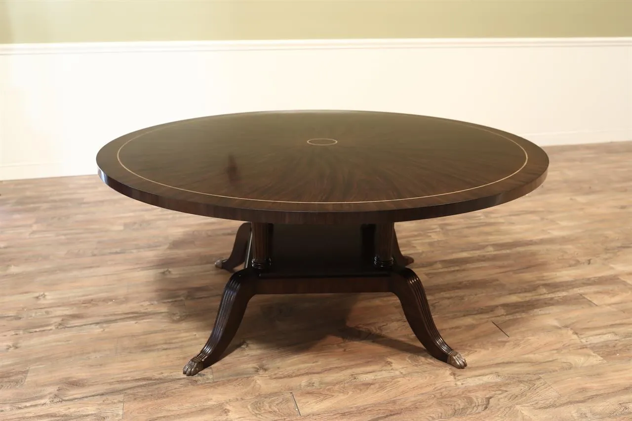 70 Inch Traditional Fine Walnut Dining Room Pedestal Table