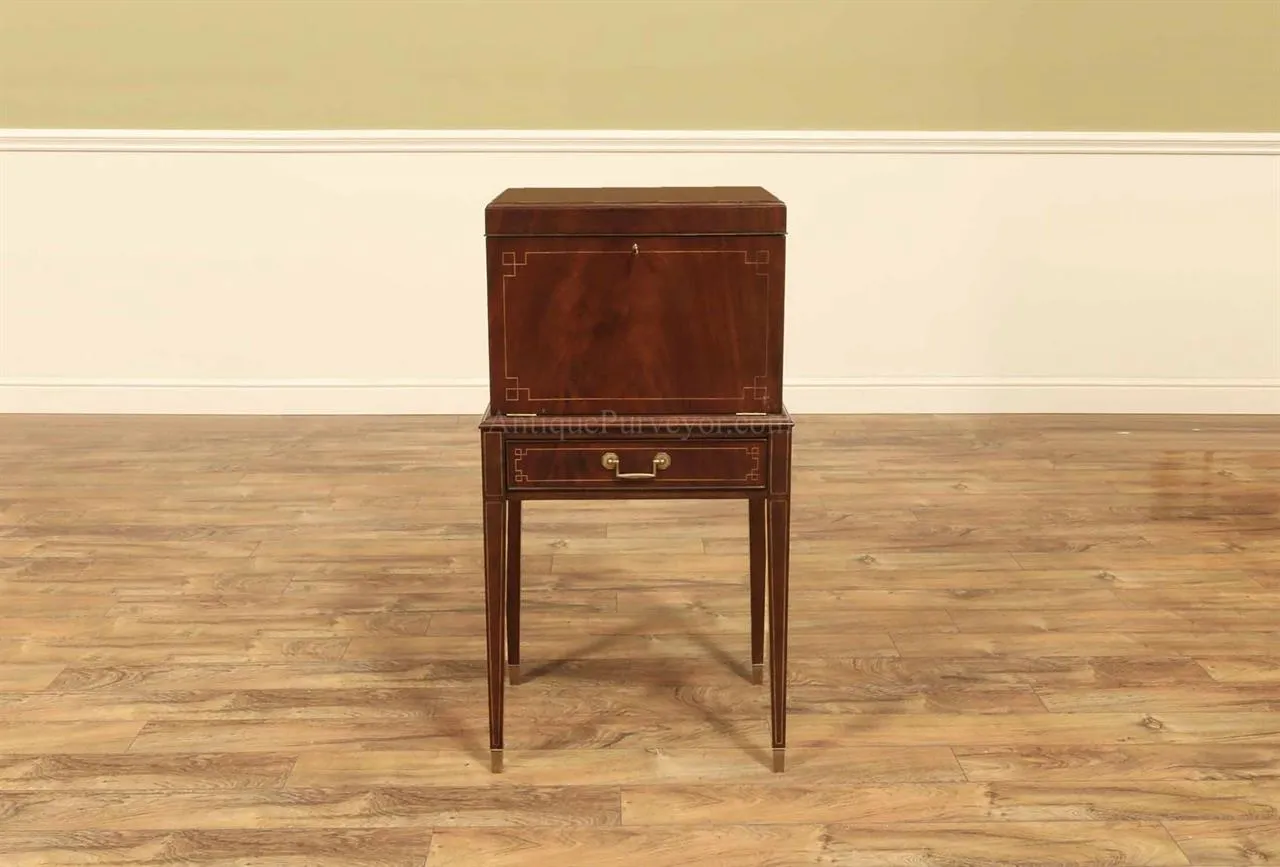 Mahogany silver chest, flatware cabinet, Hepplewhite antique reproduction