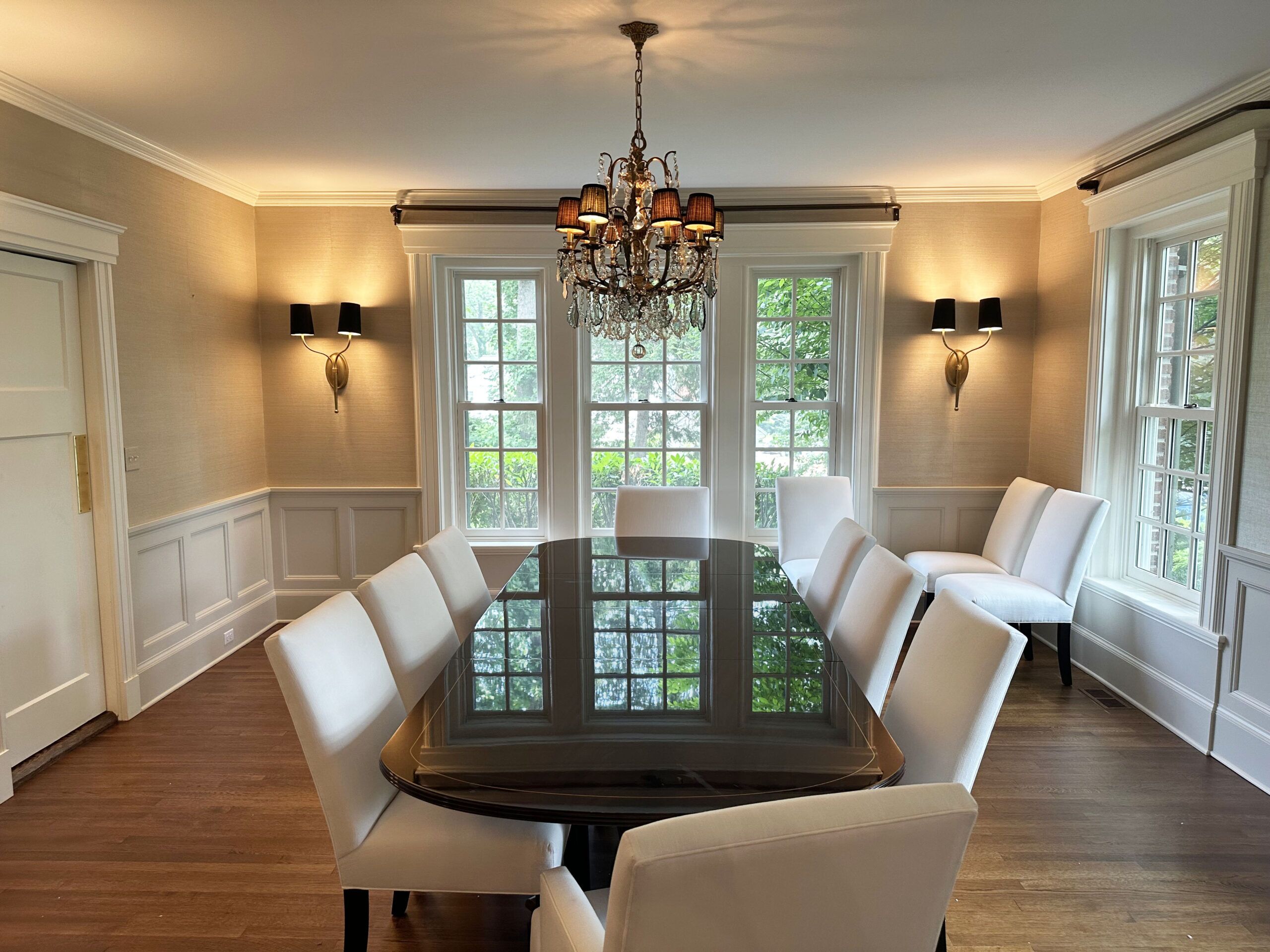 Dark mahogany dining table with a recessed apron, minimalistic design, modern color, exceptional quality an AP Exclusive by AntiquePurveyor