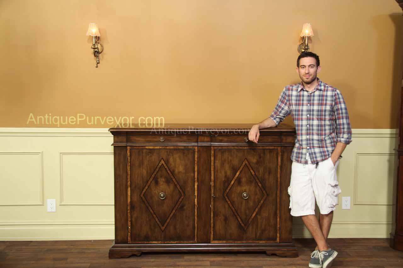 Solid Walnut Sideboard With Burly Inlay, Keyed Doors, and White Pigmented Interior