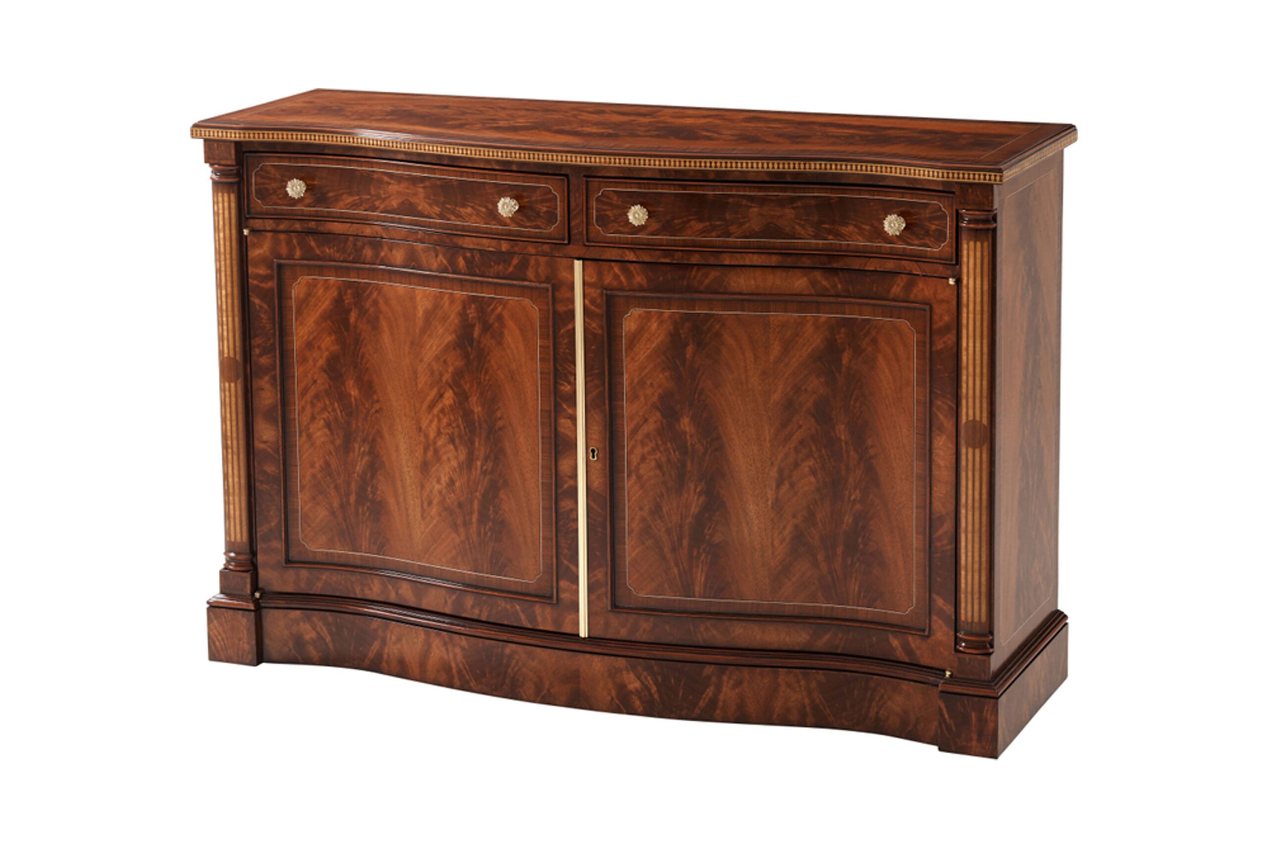 mahogany 2-door serpentine buffet with Hepplewhite-style inlays