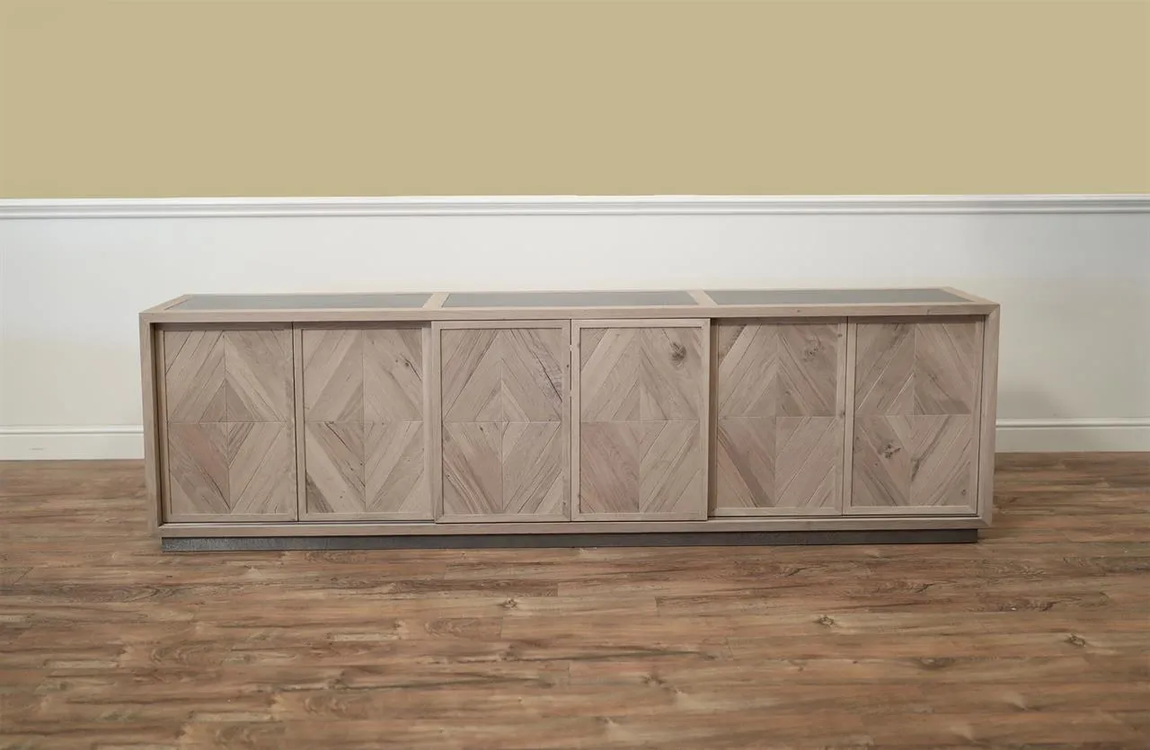 Extra Large Credenza, Media Cabinet or Sideboard with Natural Clear Coat Finish