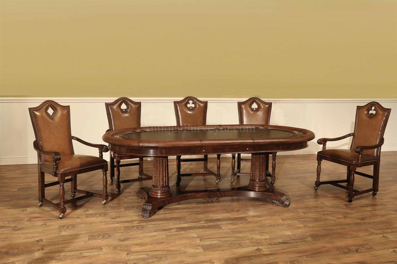 10 person leather top games poker table. Detailed, luxurious over-the- top poker table. This is the only IN STOCK table available in the USA, Normaly a 6 month lead time