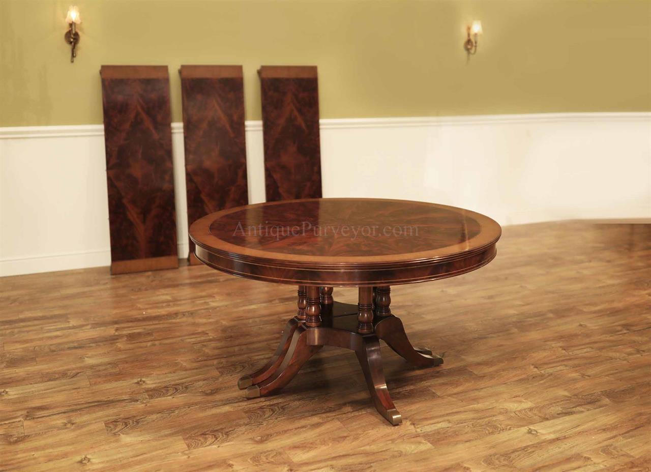 60 inch Round Pedestal Table Opens to 10 Feet and Seats 12 People