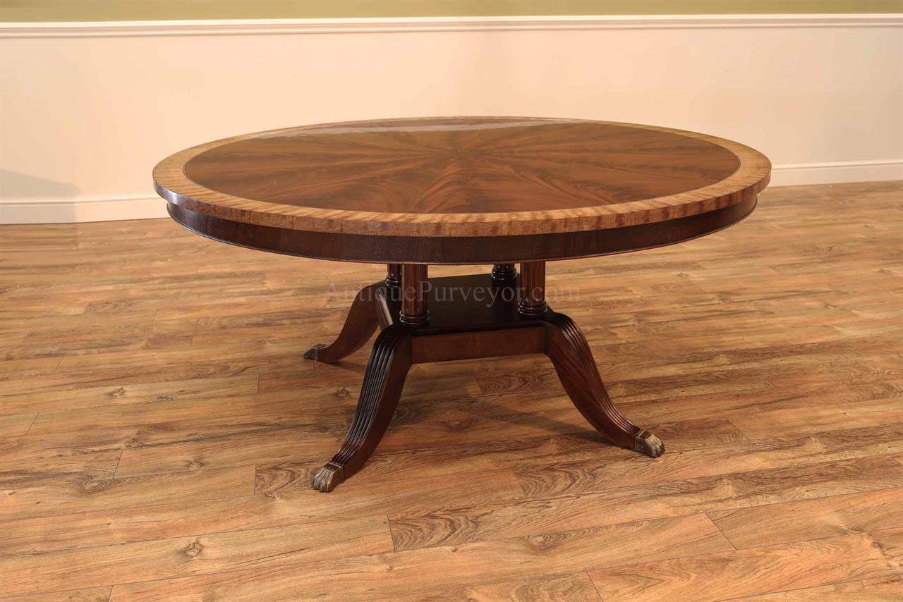 60 Round Flame Mahogany Dining Room Table, Sits 6