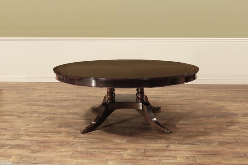 72" Dark Round To Oval Dining Table with Self Storing Leaf
