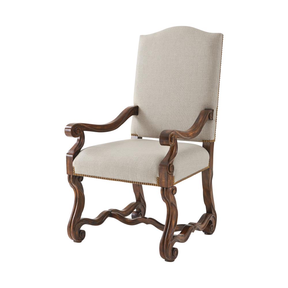 Camelback Dining Room Chairs with Neutral Fabric and Naitheads