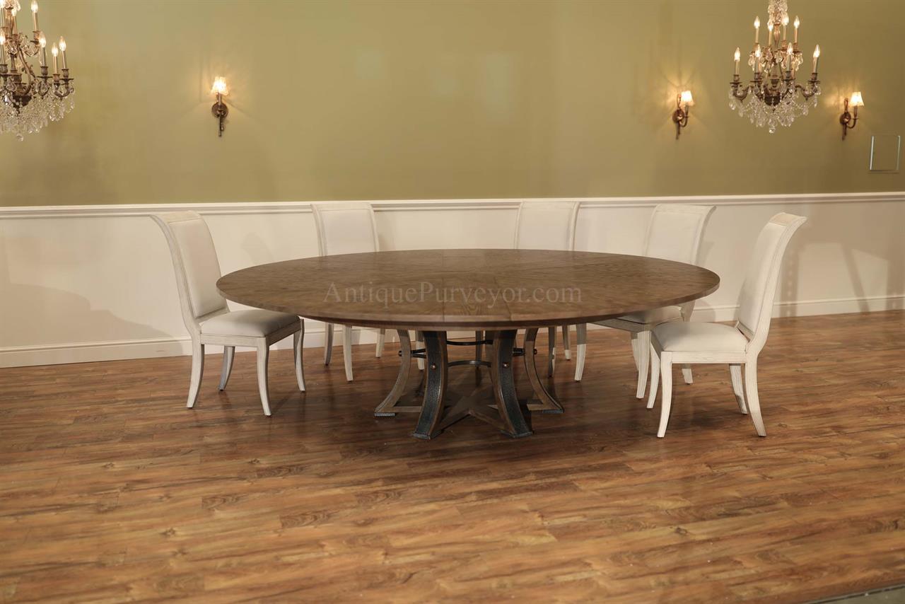 Expandable Round Dining Table Seats 8 - 12, Large Jupe Table