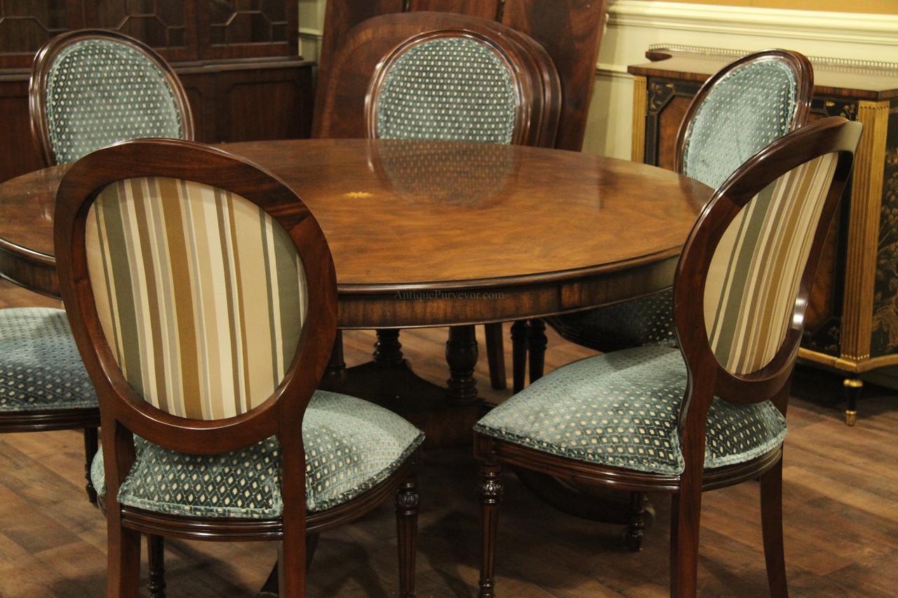 Large 64-88 inch Expandable Round Mahogany Dining Table