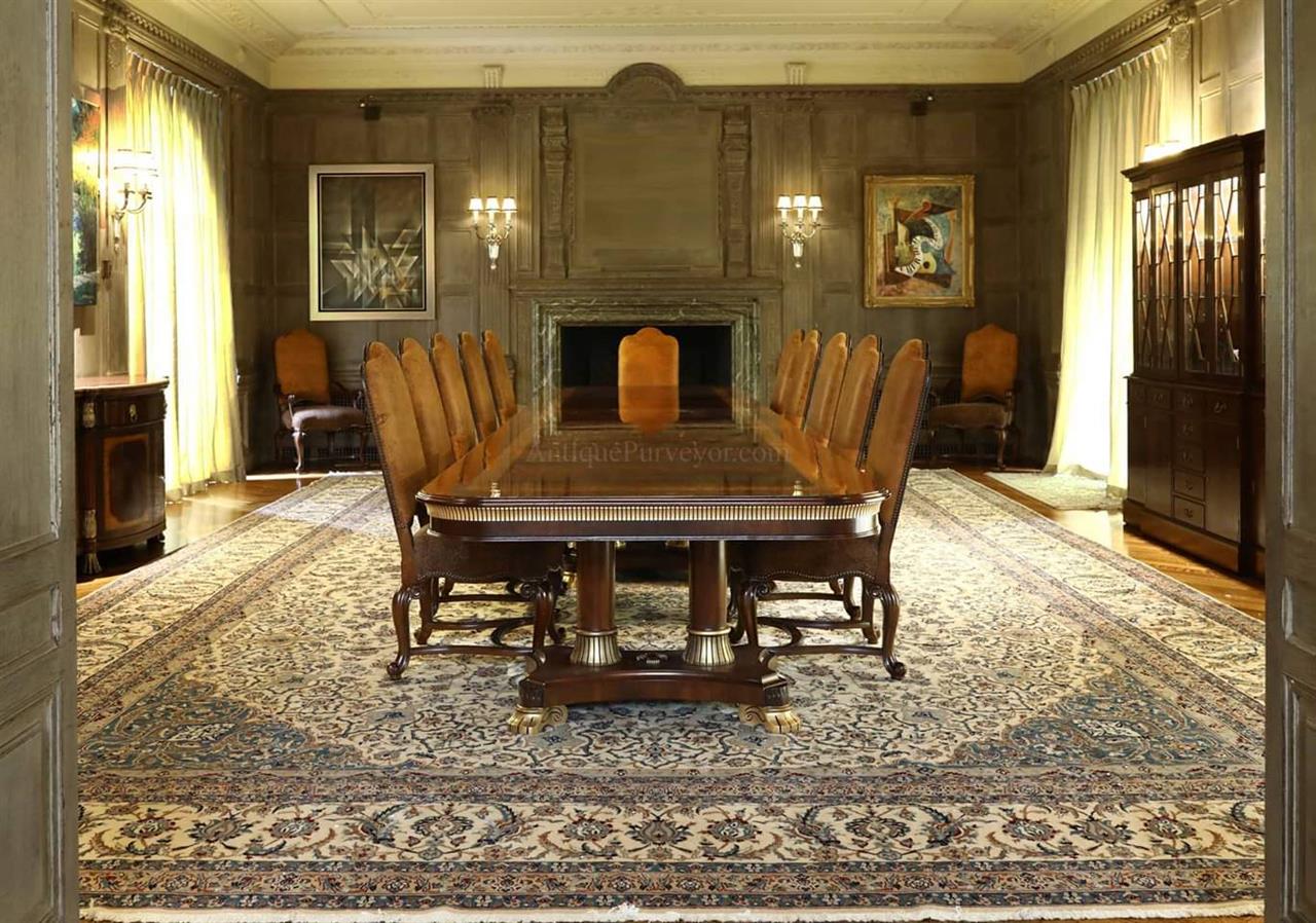 Mahogany Extension Dining Table Seats, Large Dining Room Table And Chairs