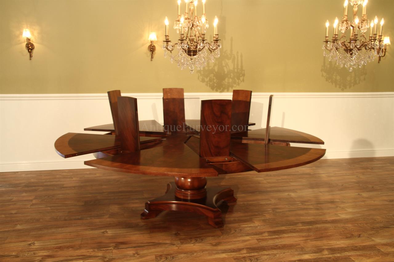 Large Round Mahogany Jupe Dining Table Seats 10-12
