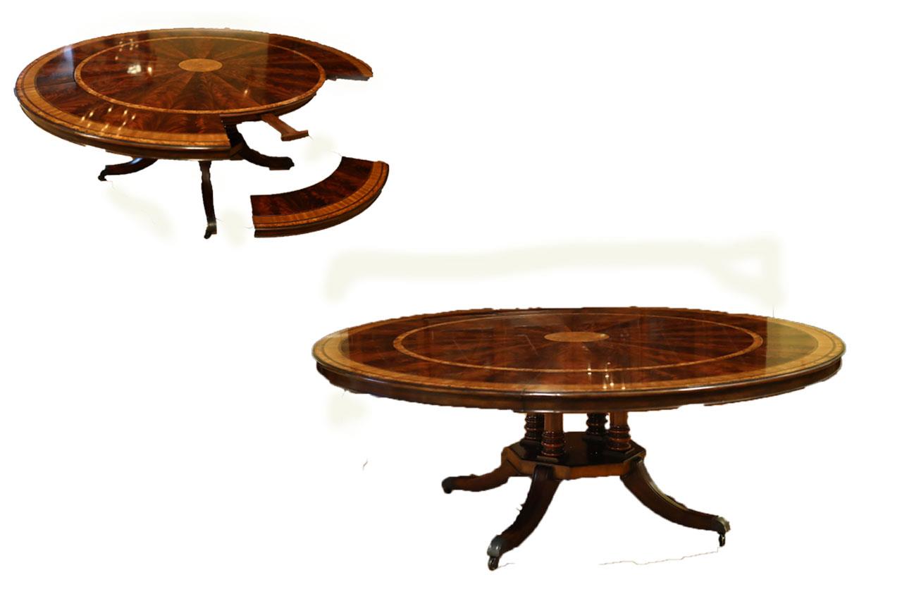 Antique Reion Perimeter Table, Round Tables With Extension Leaves