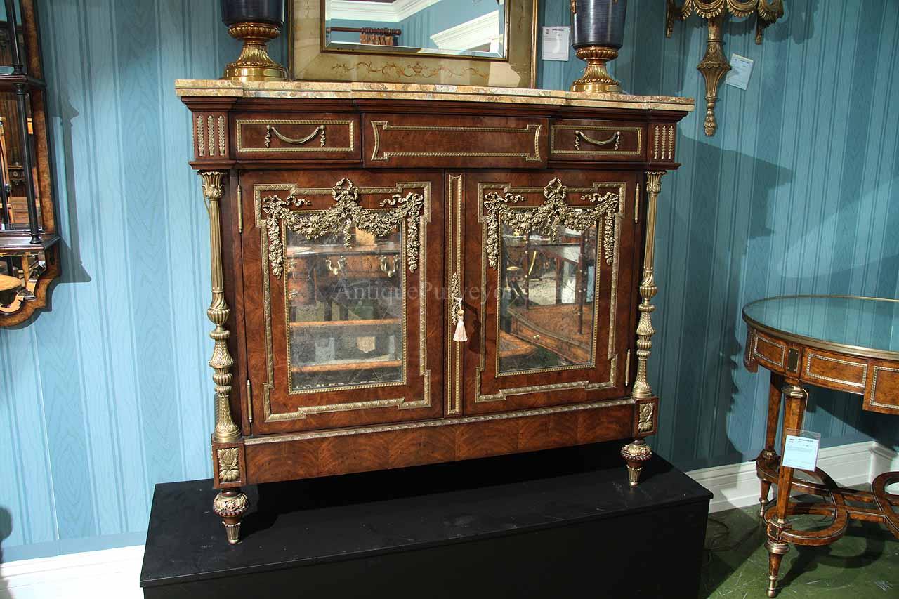 French Dining Room Server or Side Cabinet with Brass Mounting