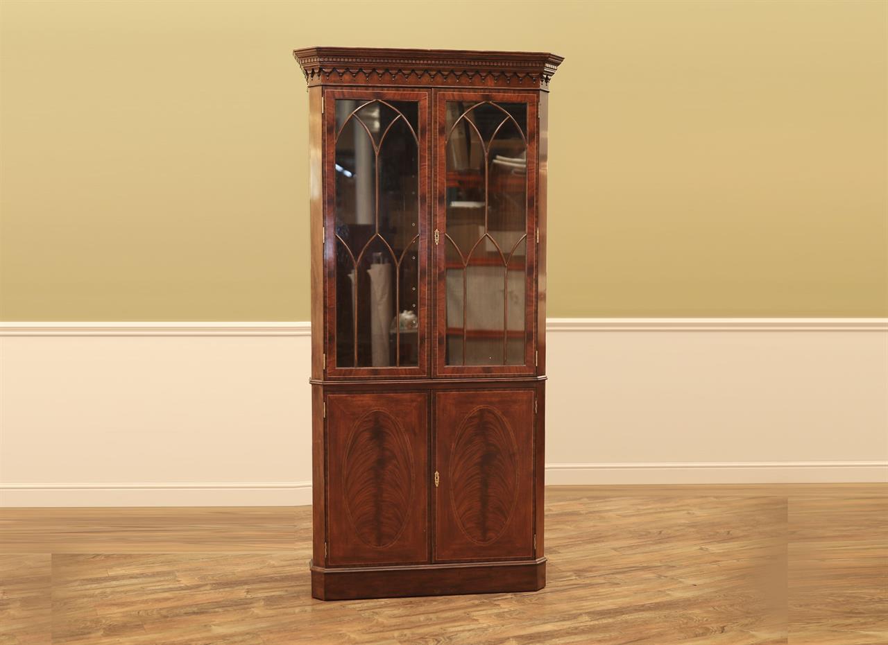 High End Mahogany Corner China Cabinet Cabinet with Light Kit