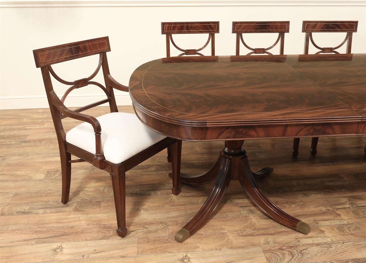 Inlaid Cross-back Dining Chairs with Brown Mahogany Finish