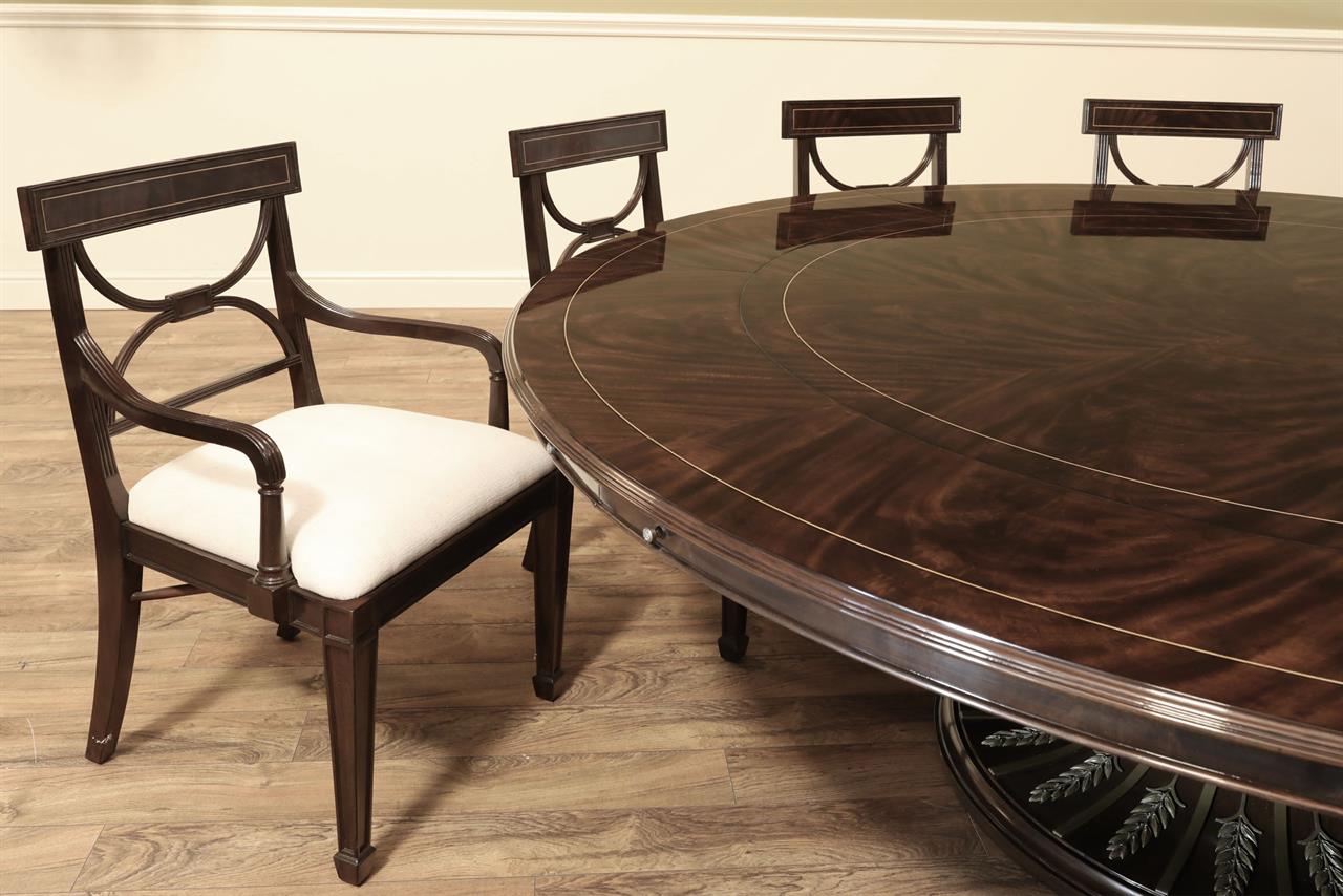 Modern Inlaid Mahogany Dining Room Chairs with Dark Walnut Finish