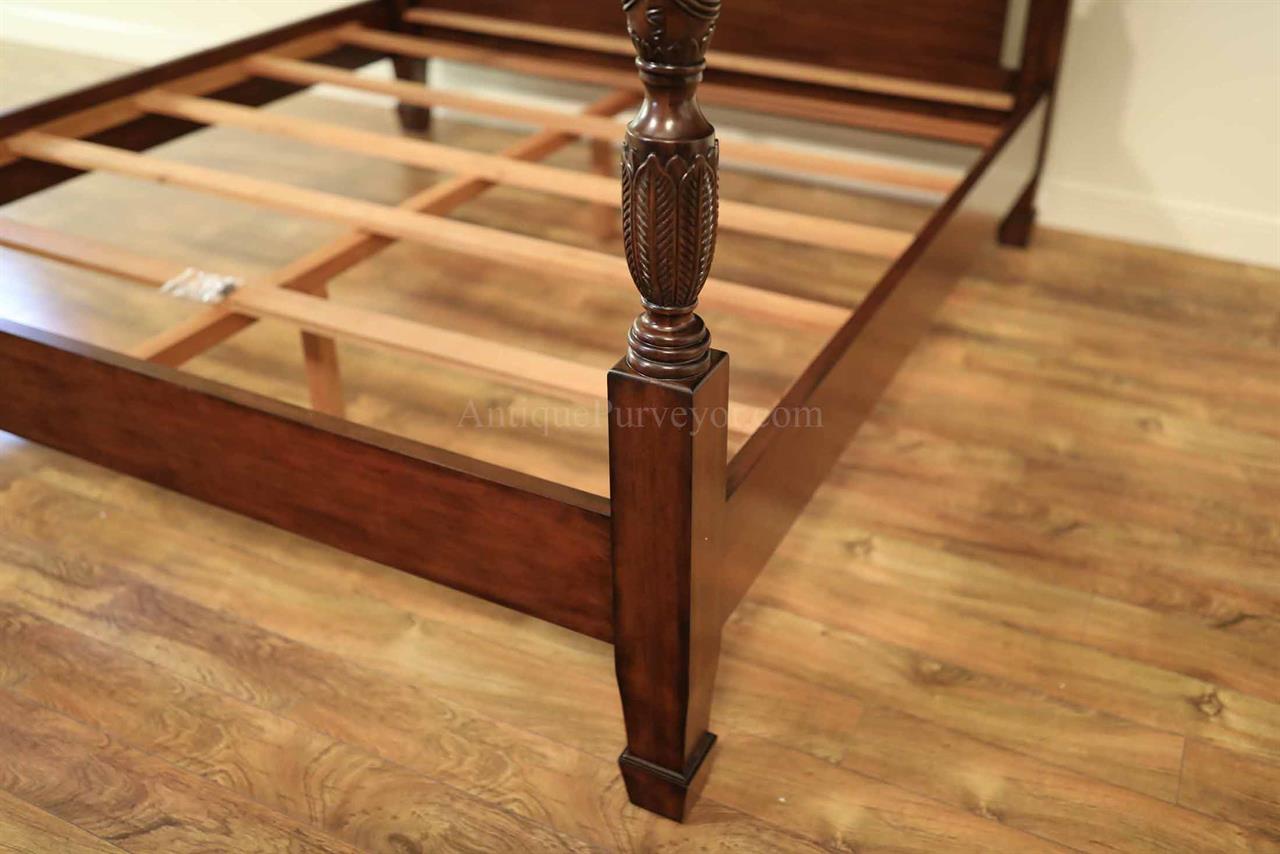 Traditional Mahogany Poster Bed, Queen Size Rice Bed Frame