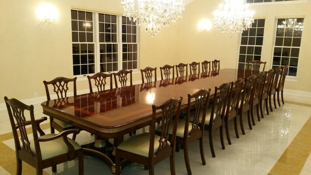 Large Mahogany Dining Table with Leaves Seats 12