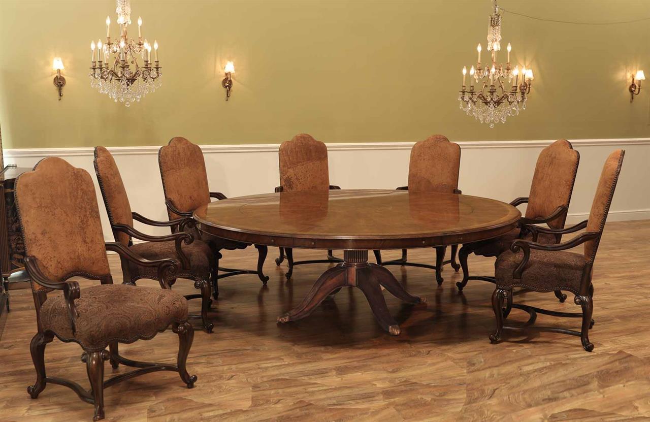 Expandable Round Walnut Dining Table, Dining Room Tables Round With Leaves