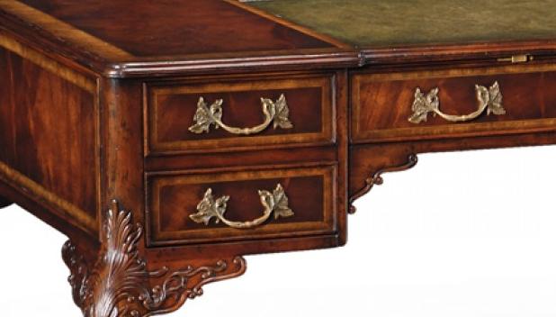 Leather Top Chippendale Writing Desk, Ball And Claw Writing Desk