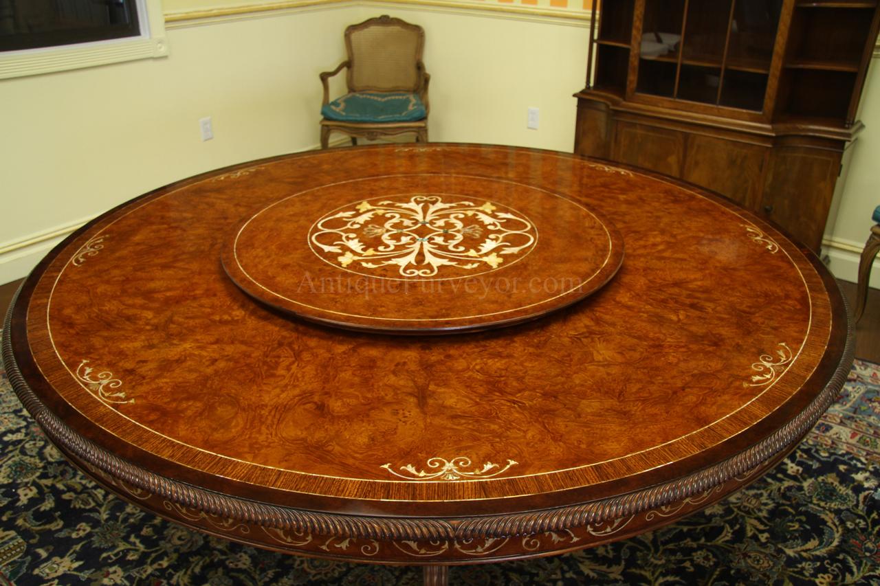 72 Inch Round Walnut Dining Table With, 72 Inch Round Dining Table With Lazy Susan
