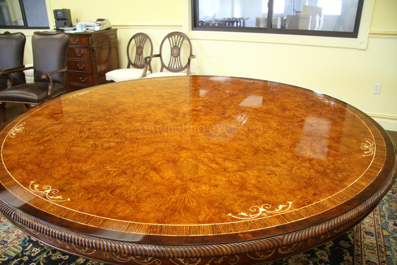 72 Inch Round Walnut Dining Table With Lazy Susan For Sale