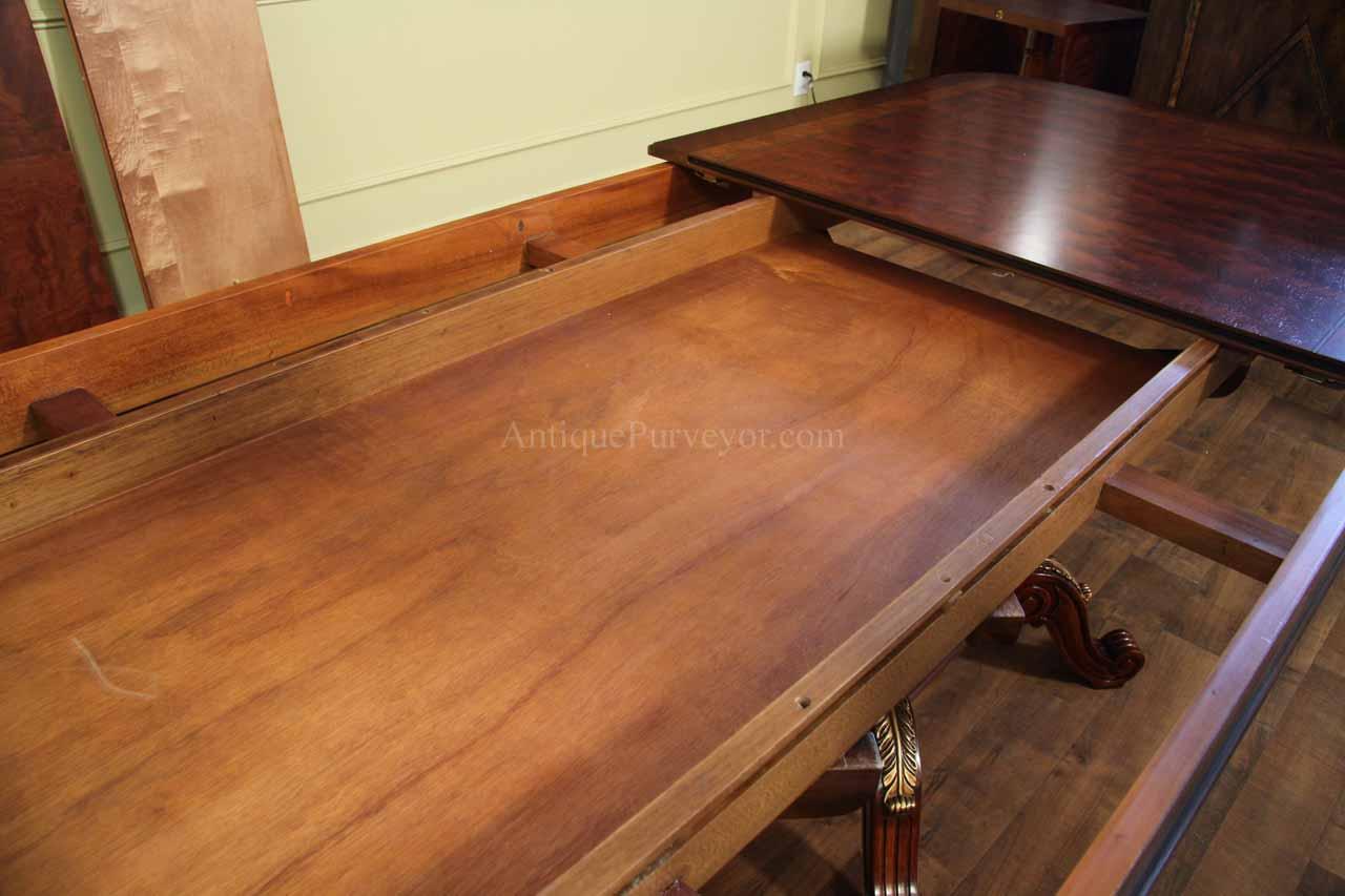 Mahogany And Walnut Dining Room Table, Dining Room Table With Self Storing Leaves