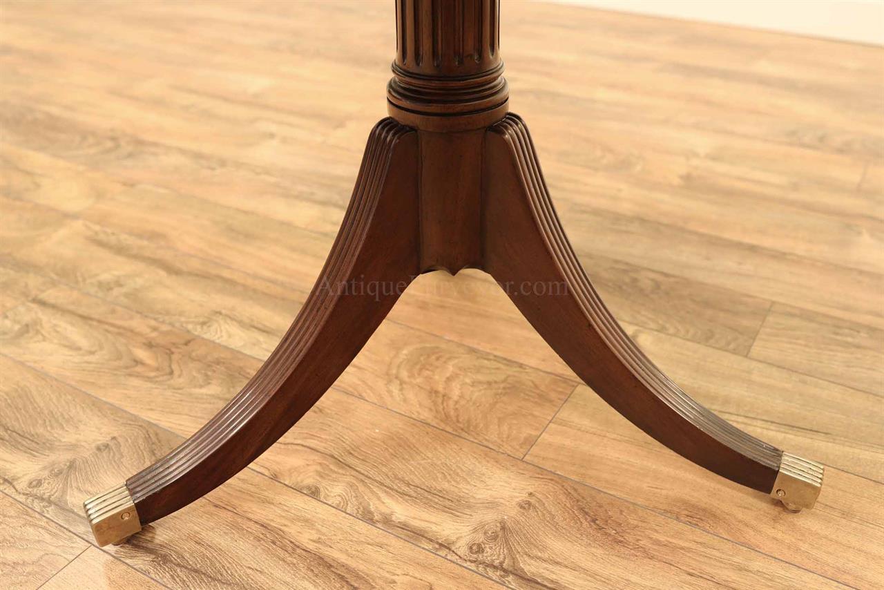 Round Mahogany Drum Table With Leather Top, Round Mahogany Table With Leather Top