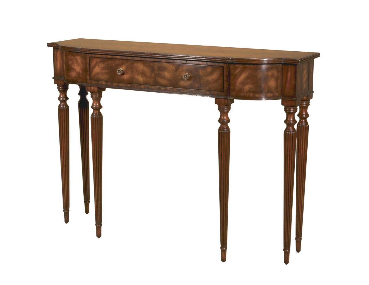 Narrow mahogany console table or sofa table with Sheraton style legs