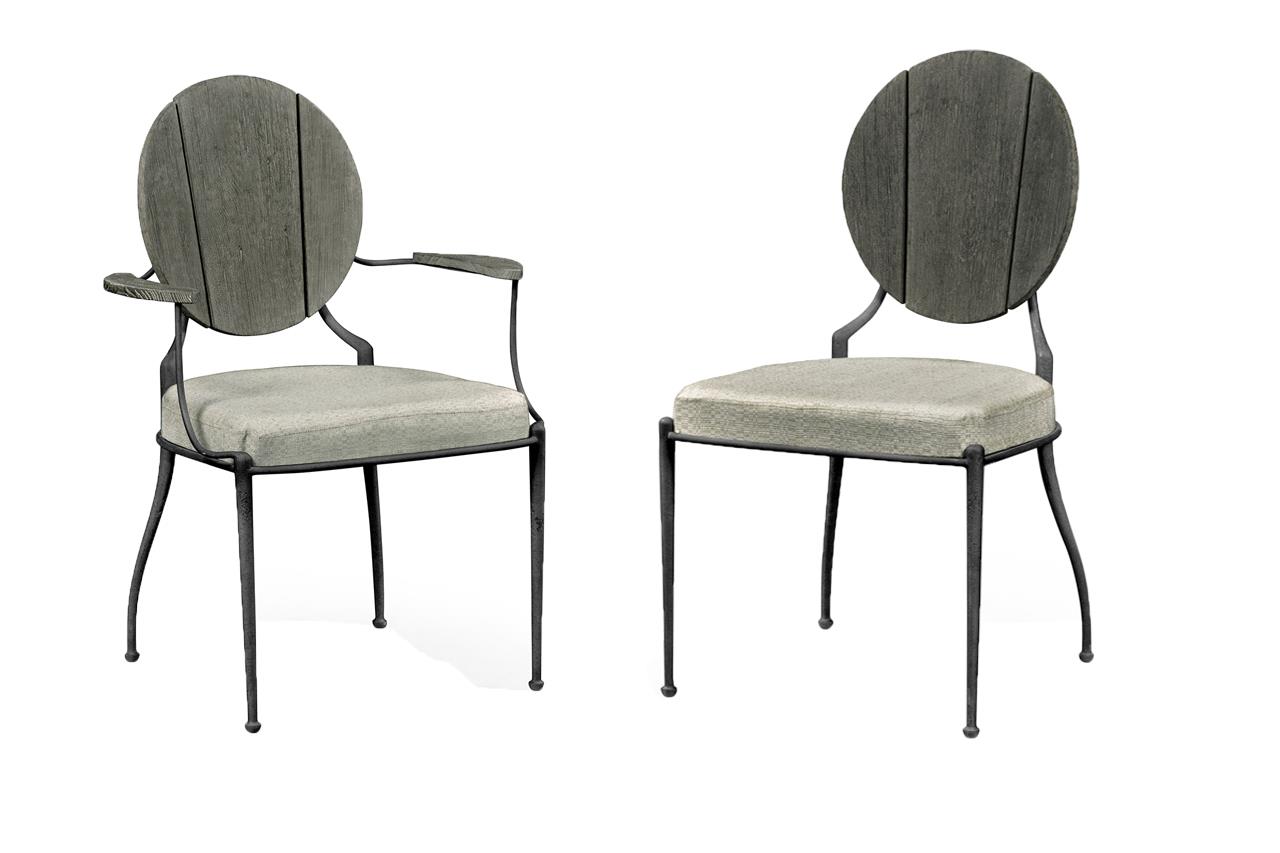 round back louro pretto and iron outdoor dining chairs