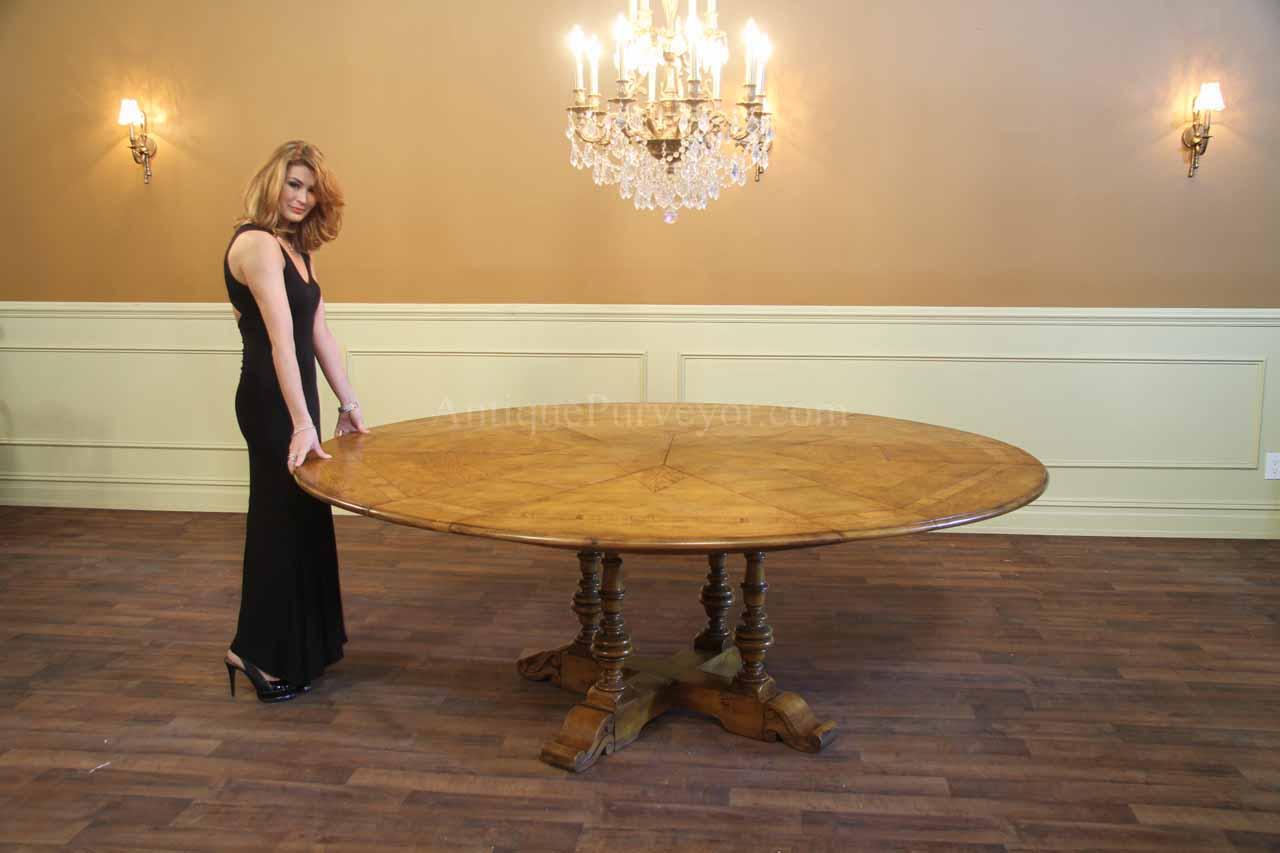 84 Round Solid Oak Dining Table, Round Oak Tables With Leaves