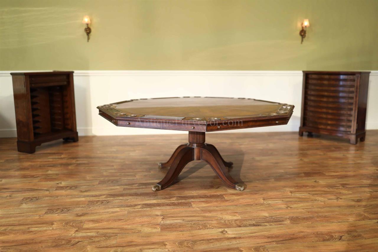 Round to Round Walnut Pedestal Table with Dining & Poker Leaves
