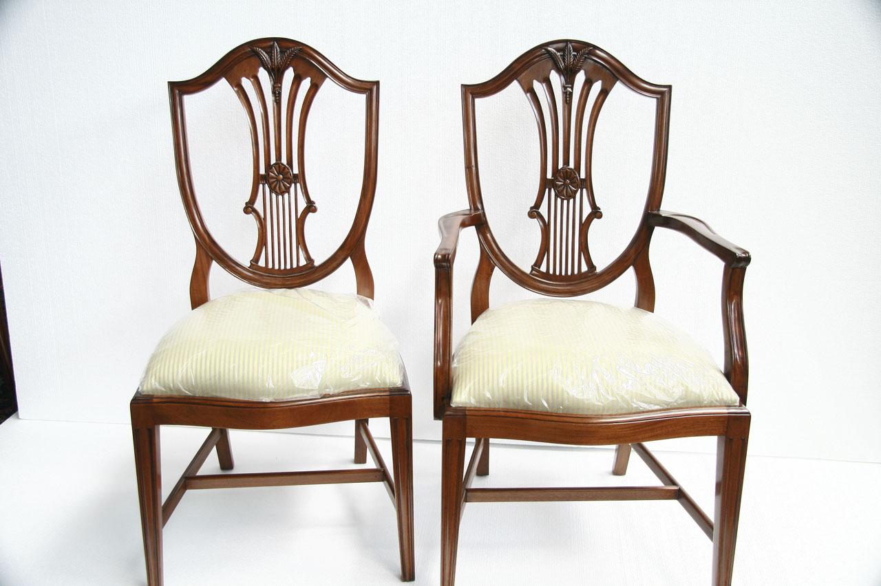 Set of 8 Sheraton Shield Back Dining Chairs