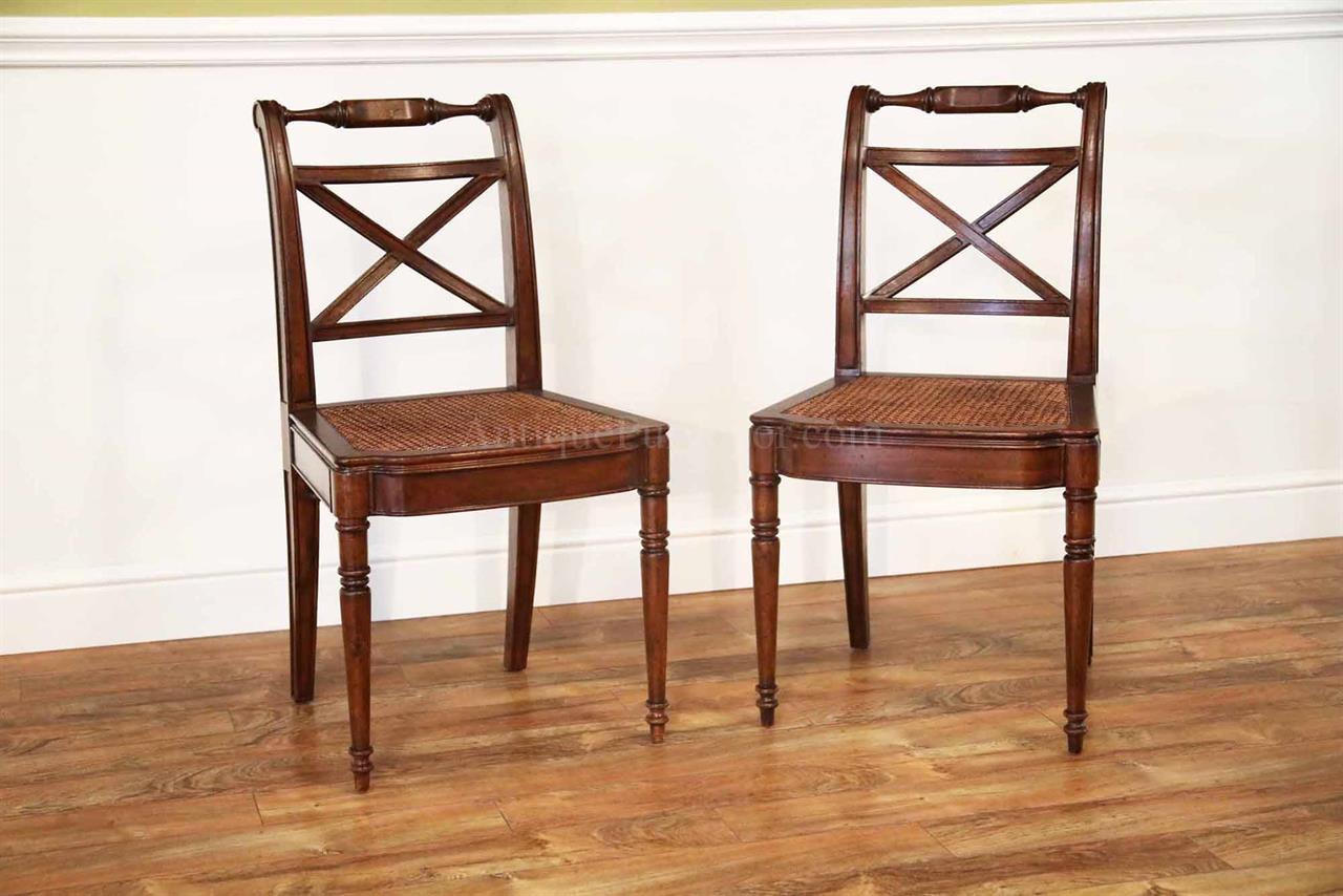 Traditional High End Solid Walnut Cane Seat Dining Room Chairs