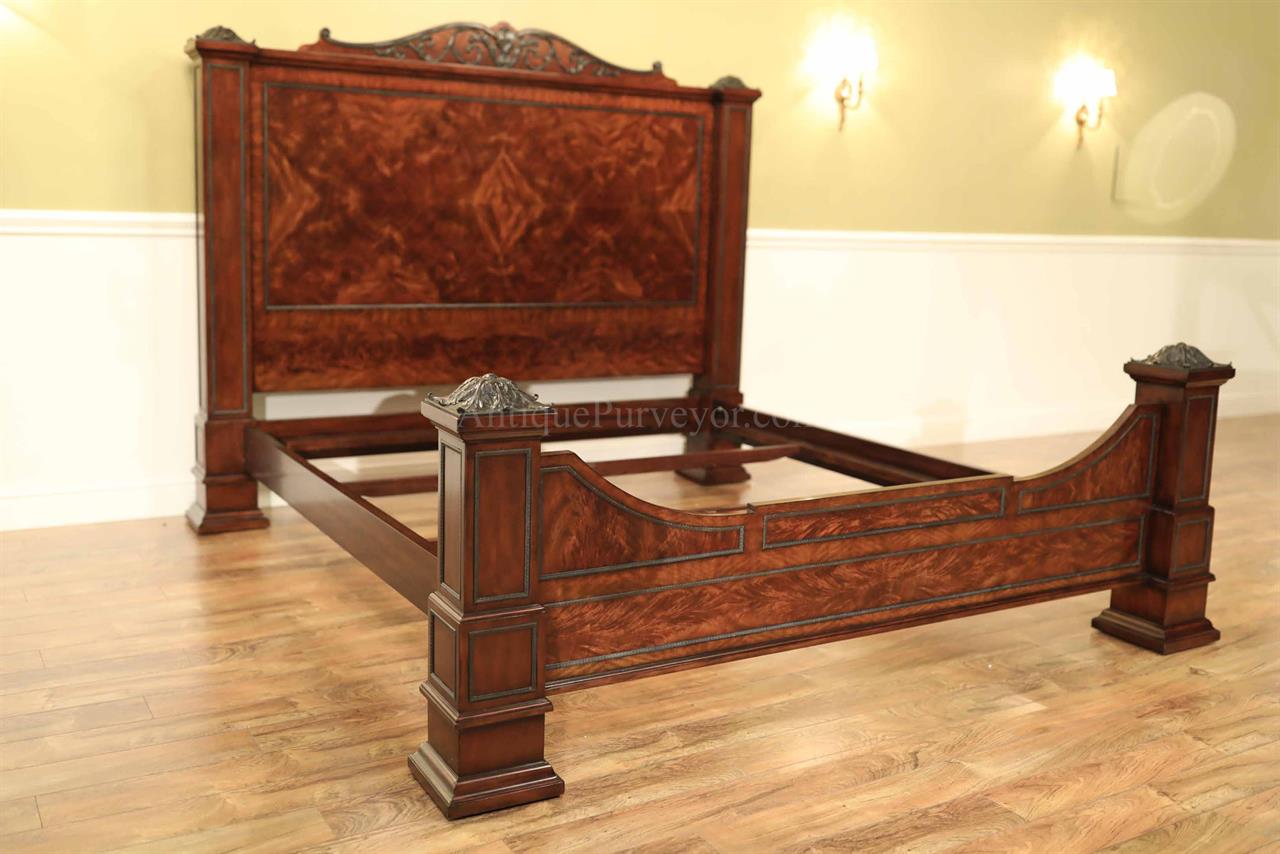 Traditional Flame Mahogany Bed Frame, King Size Mahogany Bed Frame