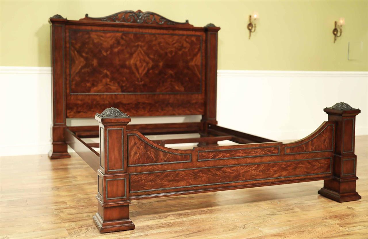 Traditional Flame Mahogany Bed Frame, Mahogany King Size Bed