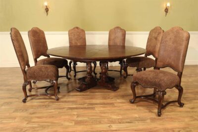 Expanding Round Dining Table Seats 4 to 8 People, Walnut Jupe Table