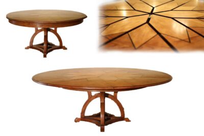 Arts and crafts round dining table with self storing leaves