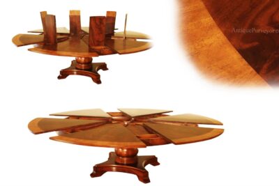 Expandable Round Dining Table for Seating 8-12 People an AP Exclusive by AntiquePurveyor