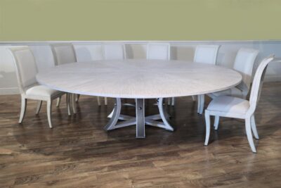 Large Jupe table for 6 to 12 people. Expandable dining table with hidden leaves an AP Exclusive by AntiquePurveyor