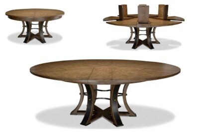 Transitional Jupe table in light mink or light walnut brown finish