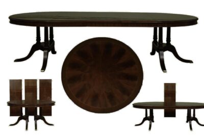 60" Polished Dark Walnut Dining Table Opens to 10 Feet, Seats 12 an AP Exclusive by AntiquePurveyor