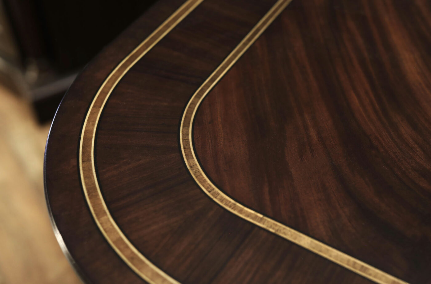 Custom 20-foot mahogany dining table. Multi-banded and inlaid mahogany dining table - Image 3