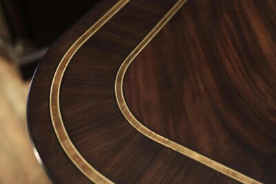 Custom 20-foot mahogany dining table. Multi-banded and inlaid mahogany dining table an AP Exclusive by AntiquePurveyor