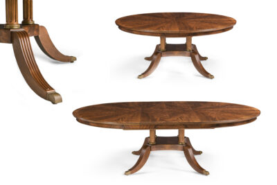Custom 72-Inch Mahogany Pedestal Table With Self-Storing Leaf, Seats 6-12 an AP Exclusive by AntiquePurveyor