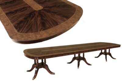 Extending dining table seats up to 26 people at full length. an AP Exclusive by AntiquePurveyor