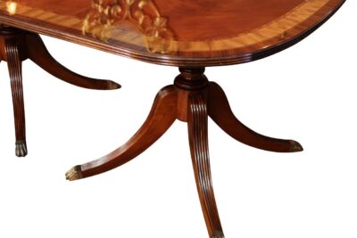 Inlaid Double Pedestal Mahogany Dining Room Table Seats 6-14 People